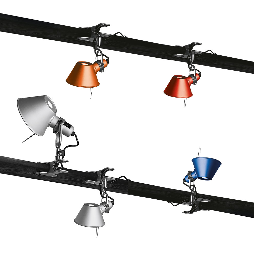 Die Tolomeo Pinza Klemmleuchte mit verstellbarem Arm, drehbarem Kopf und stabiler Klemmvorrichtung – ideal für präzise Beleuchtung und nachhaltigen Einsatz.