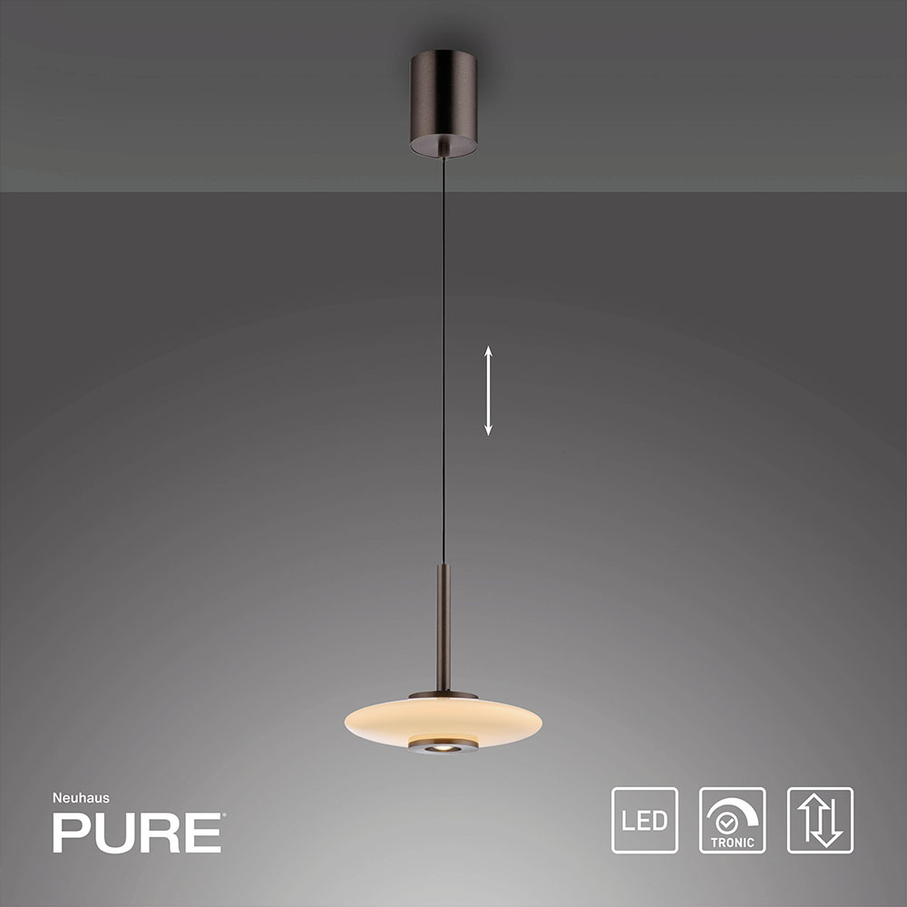 Die Pure Vitrum 2053 Pendelleuchte mit 220 mm Glask&ouml;rper kombiniert manuelle H&ouml;henverstellung mit dimmbarem Up- und Downlight. Sie sorgt f&uuml;r harmonische Beleuchtung &ndash; ideal f&uuml;r K&uuml;cheninseln, Esstische oder Treppenh&auml;user.