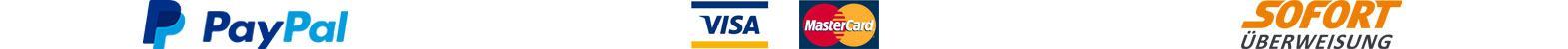Zahlungsmittel PayPal, Kreditkarte, Sofortüberweisung
